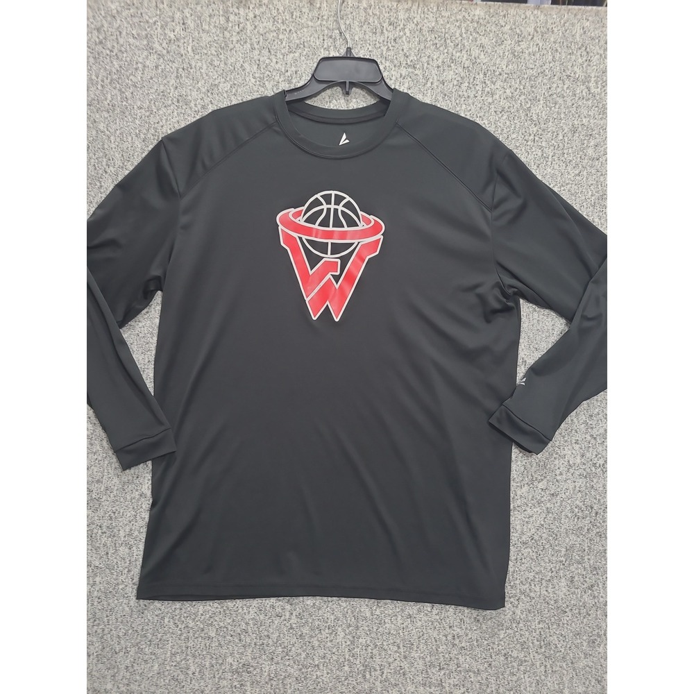 BSN Sports Mens 2XL Performance Long Sleeve Shirt Black Basketball Graphic Tee